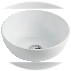 Alpenberger Rundes Waschbecken | Kleines Aufsatzwaschbecken für Badezimmer & Gäste-WC | Handwaschbecken Keramik mit Nano | Designkonzept für Bäder