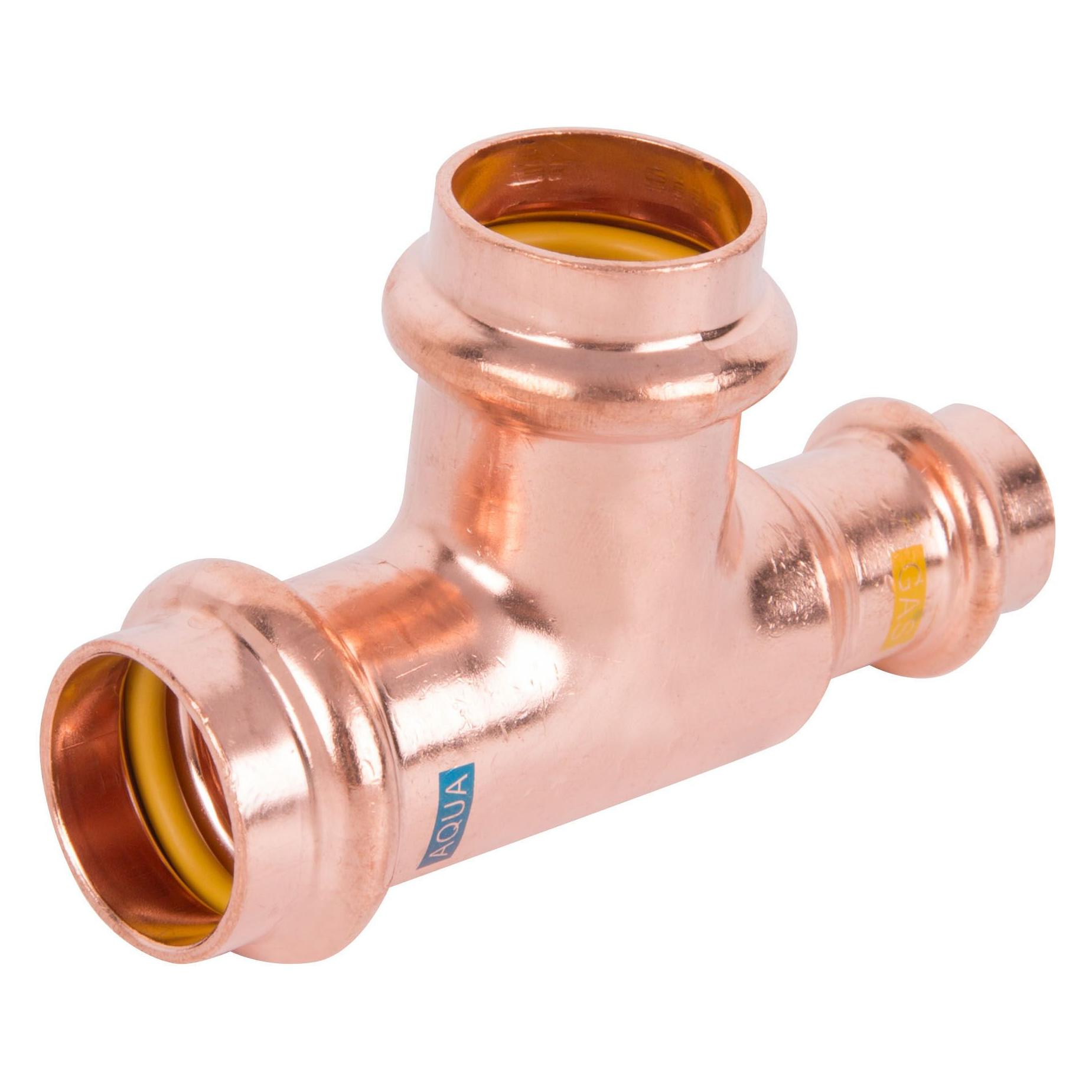 Hermann schmidt HS T-Stück V-Press Copper AQUAGAS reduziert, 22x22x15mm (T-Verbindung) (45115222215)