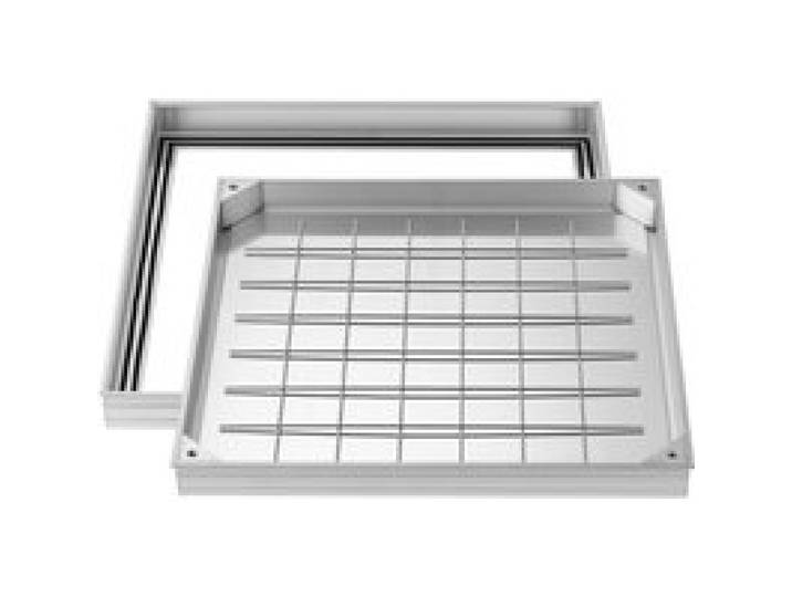 VEVOR Schachtabdeckung mit Rahmen 60 x 60 cm, Unsichtbarer Schachtdeckel Auspflasterbarer Klärgrubendeckel aus Aluminiumlegierung für Integrierten Abflusskanal auf Gehwegen in Gärten auf Terrasse