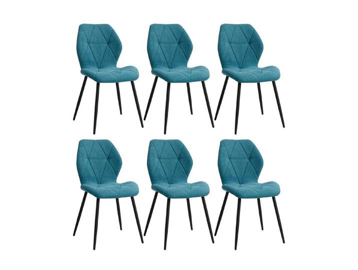 LuxusKollektion Esszimmerstuhl Esszimmerstühle 6er Set Gepolstert Metallbeine Seeblau 6er set