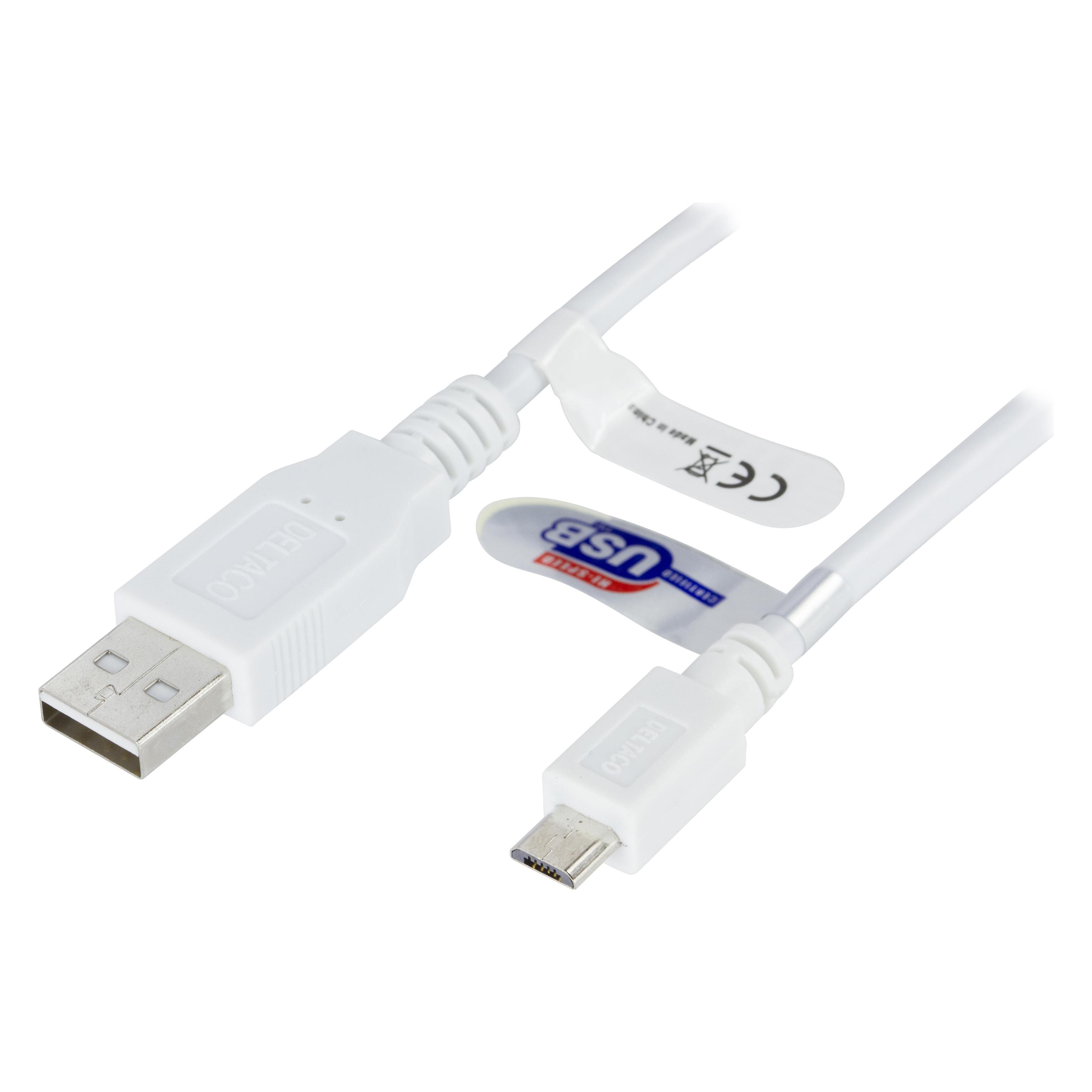 Deltaco Micro USB cable 3 m White (3 m, USB 2.0) (USB-303W)