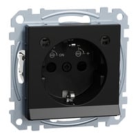 Steckdose mit Lichtauslass, Schutzkontaktsteckdose Typ F, mit LED-Beleuchtung, System M schwarz (matt), Retail