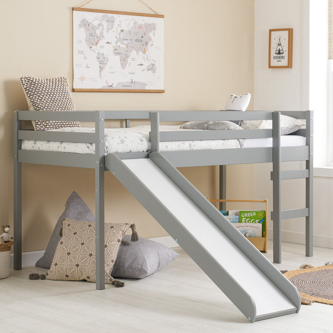 Harriet Bee Chantey Single (3') Standard Loft Bed Bed Grey UK Single - DE 90 x 190 cm