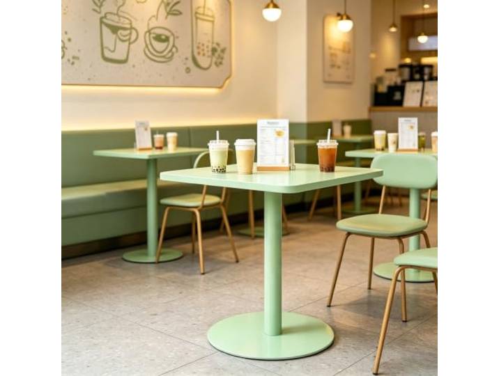Kommerzieller Café-Sockeltisch, Schmutzabweisender, Wasserdichter, Quadratischer, Einpoliger Restaurant-Esstisch, Einfache Montage, Robuster, Kompakter Bistrotisch Für Bubble Tea Shop(70x70x73cm)