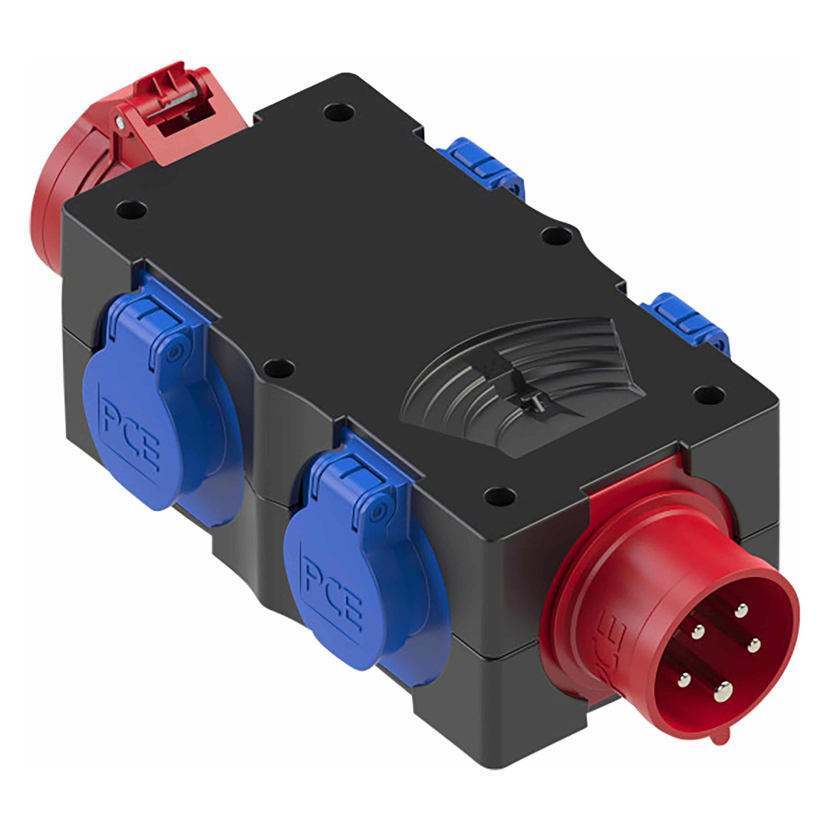PCE Stromverteiler St. Anton 6F, 1x CEE 16A, 4x SSD 16A, IP44 (6x, CEE 16/5, CEE 7/3) (9438002)