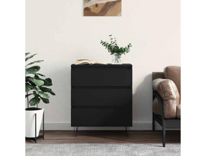 RJPLMFV Anrichte, schwarz, 60 x 35 x 70 cm, aus Holz Robuste Eisenbeine, geräumige Aufbewahrung, Oberseite für Dekoration, leicht zu reinigen