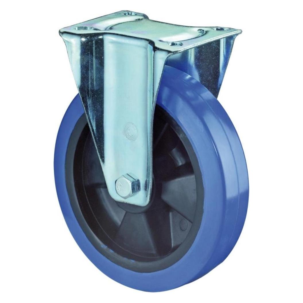 BS Rollen BSRollen Transportgeräte-Bockrolle, Elastik blau, Durchm. 125 mm, Traglast 300 kg, Rollenlager, Ansc (228235)