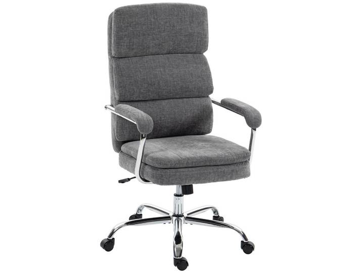 Homcom Bürostuhl Chenille-Stoff Grau, Metall, Füllung: Schaumstoff, 65x118x72.5 cm, Büromöbel, Bürostühle, Drehstühle