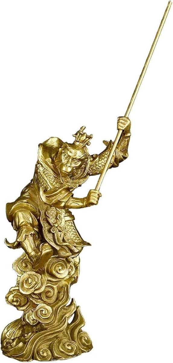 Handgemaakt Messing Aap Koning Standbeeld Wukong Beeldje voor Woondecoratie Hoogte: 17 cm