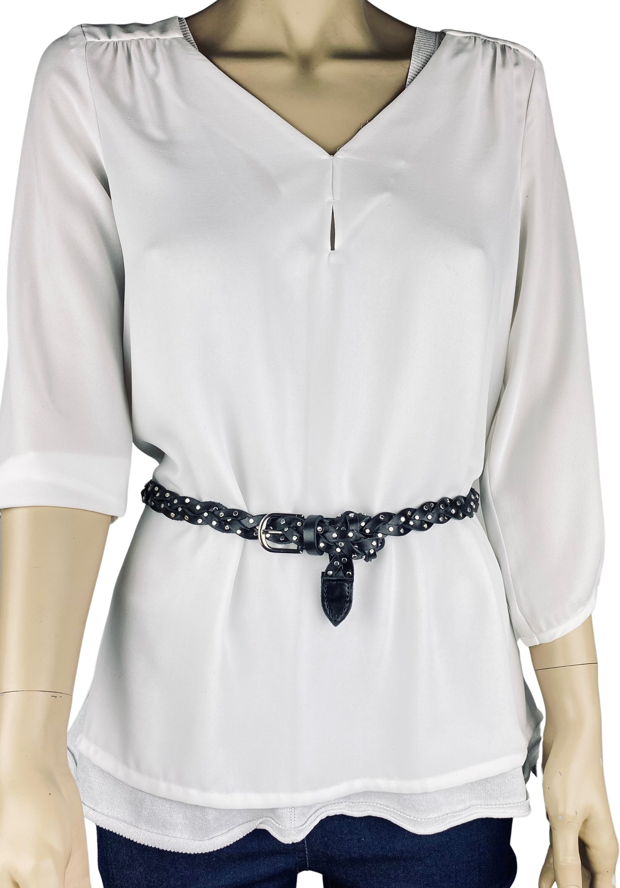 Ledergürtel "Yachting", Damen, Gr. L, schwarz, Leder, COLLEZIONE ALESSANDRO, unifarben, Basic, Gürtel Ledergürtel, geflochten, aus Rindsleder