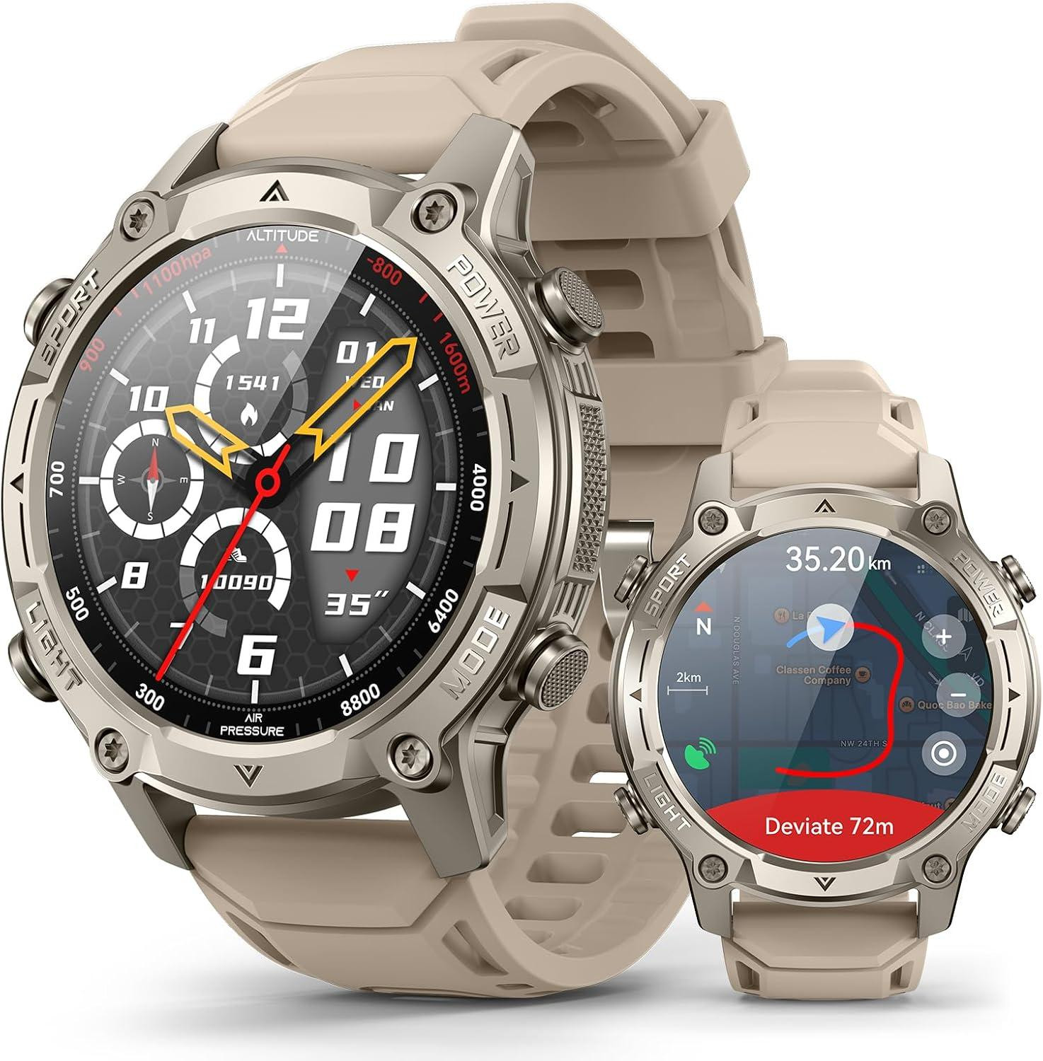 Selius GPS Smartwatch voor heren met offline kaarten, kompas en AMOLED-display