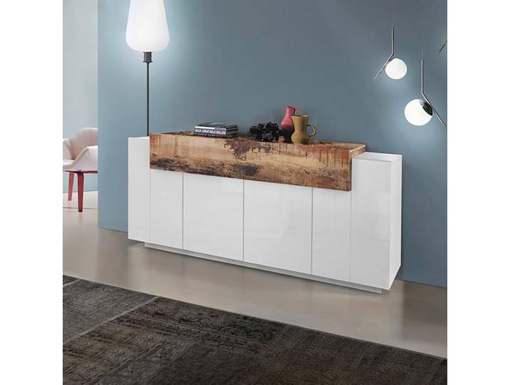 Design-Sideboard weiß Holz 200 cm, 4 Türen, Corona Side
