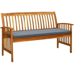 Helloshop26 - Gartenbank Terrassenmöbel Sitzbank mit Kissen 147 cm massives Akazienholz 02_0011430