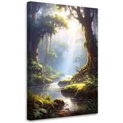 BILD auf Leinwand, Tropischer Wald Dschungel Fluss Natur
