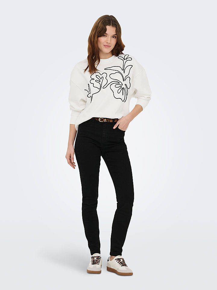 JDY Sweatshirt "Canoa" in Weiß/ Pink - S