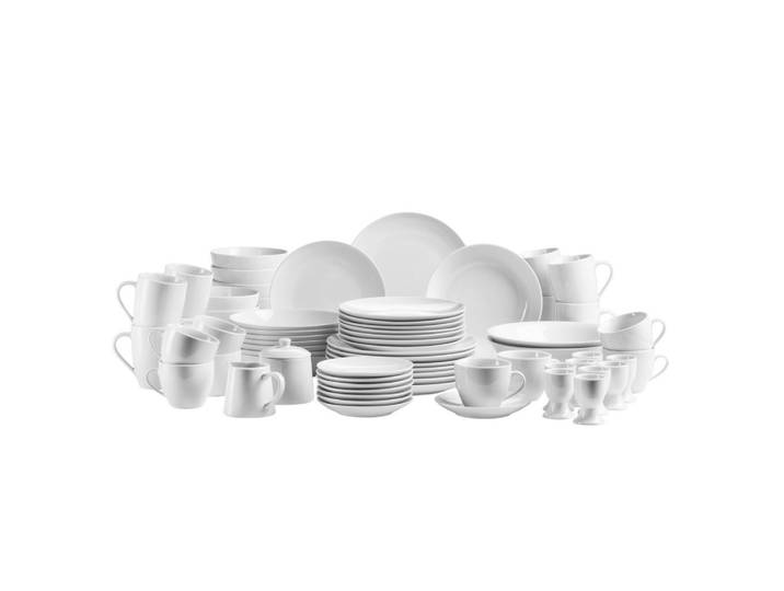 Mäser Kombiservice, Weiss, Keramik, 68-teilig, Uni, 230 ml,230 ml,250 ml,290 ml, Geschirr, Geschirr-Sets, Kombiservice