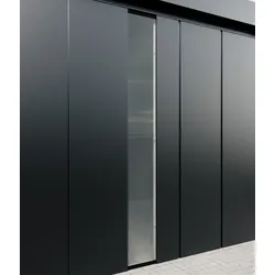 Wandelement mit bodentiefem Fenster Motiv Modern (mit schmalen Lamellen) Graualuminium (RAL 9007)