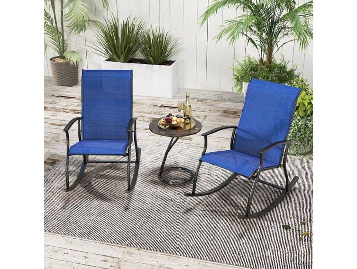 Chaise à Bascule de Jardin - GOPLUS - Charge 150 KG - Tissu Respirant - Cadre Antirouille