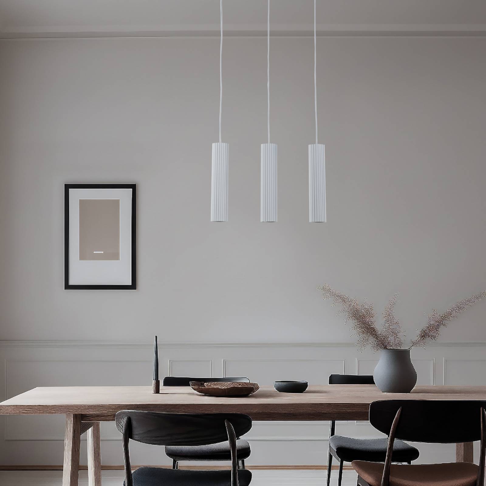 Hängelampe Karbon SOLLUX LIGHTING, dimmbar, weiß / opal, für Wohn- / Esszimmer, Aluminium, Modern, Pendelleuchte