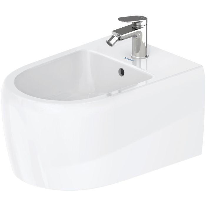 Duravit Collection One Wand Bidet 2263152000 38,5x57cm, mit Hahnloch, Überlauf, Hahnlochbank, weiß Hochglanz HygieneGlaze
