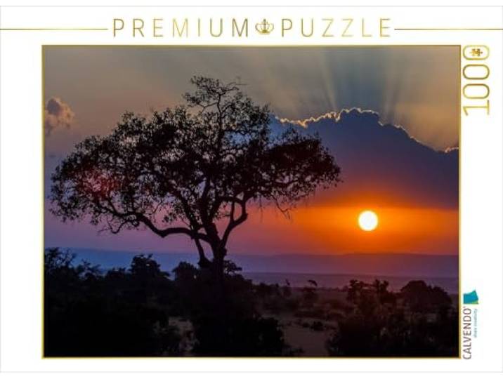 CALVENDO Puzzle Sonnenuntergang in der Masai Mara in Kenia 1000 Teile Lege-Größe 64 x 48 cm Foto-Puzzle für glückliche Stunden