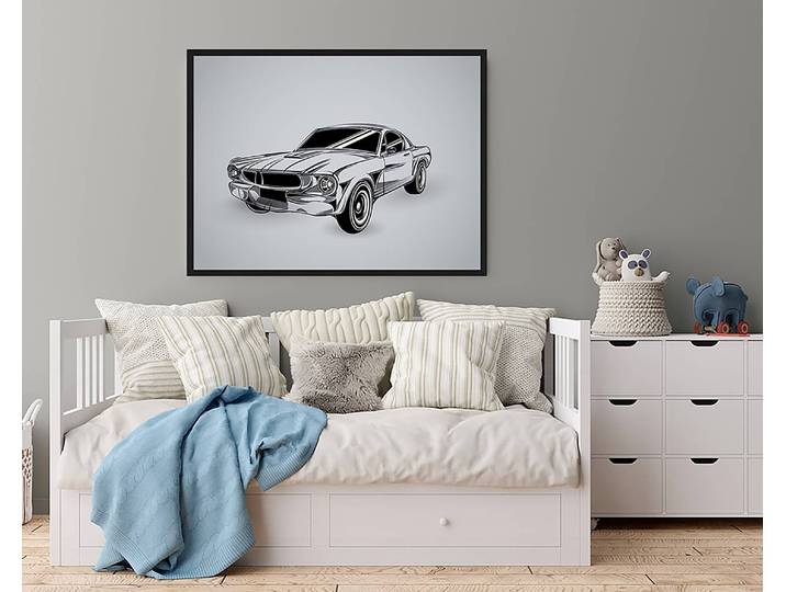 Tableau déco Vintage Car Drawing 63 x 83cm Multicolore