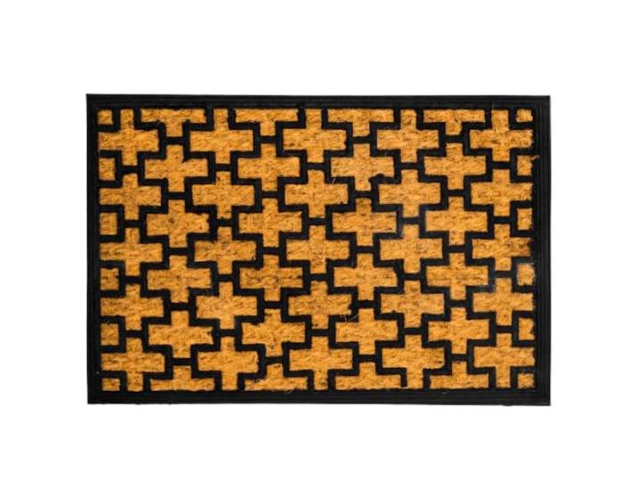 Relaxdays Paillasson\, coco & PVC\, structure en treillis\, naturel/noir 60x40 cm\, intérieur/extérieur\, antidérapant