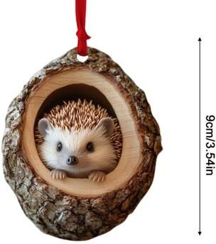 Multisell Products Hub Cute Christmas Acrylic Pendant, Animal Wildlife Ornaments, Raccoon Owl Squirrel Hedgehog Bunny Bird Decorations d