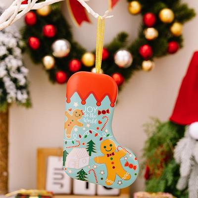Inspired Deals Christmas Stocking Tin Gift Box And Hanging Christmas Tree Ornament Gingerbread Man