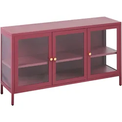 SIDEBOARD mit Glastüren Metall 115 cm Dunkelrot Newport