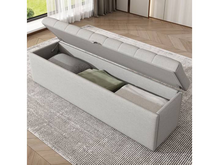 SIEGE ASSISE BANQUETTE Lin banc rembourré 141 * 415 * 47cm L * w * h banc rembourré fauteuil banc avec rangement gris cl