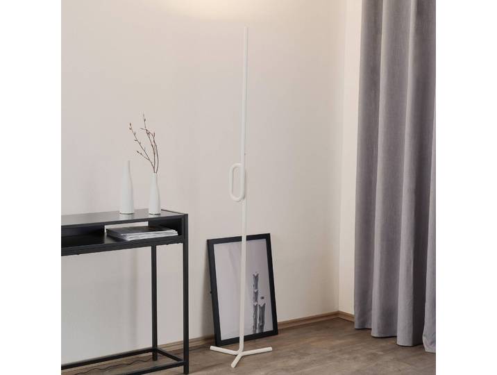 Design vloerlamp Tobia terra, dimbaar, wit / opaal, Woon-/ Eetkamer, Aluminium, Design, vloerlamp