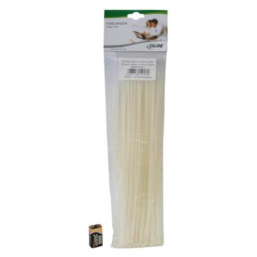 InLine Kabelbinder Natural (Packung mit 100) (Klettkabelbinder, 370 mm, 100 Stk.) (59964I)