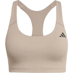 adidas Powerimpact Rib Medium Support Sport-BH Damen JW2669 - chalky brown XS A-B