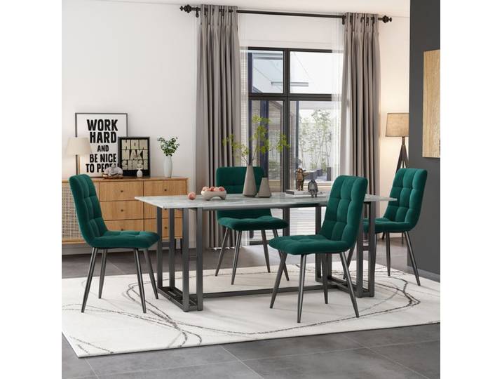 Fauteuil Nouveaux matériaux écologiques chaises de salle à manger (4 PCS) vert foncé ensemble de 4 chaises rembourrées Design