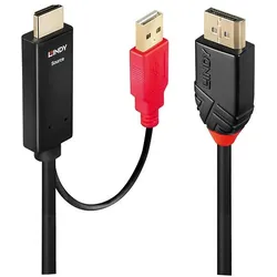 Lindy DisplayPort — HDMI (Typ A) USB A (0.50 m), Videokabel, Schwarz