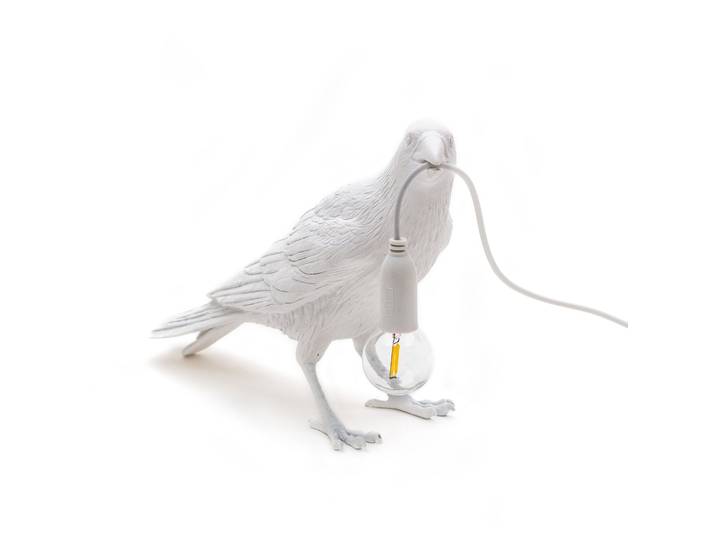 Bird Lamp Waiting Lampe de table d'extérieur Blanc - Seletti - Terrasse - Design - Plastique