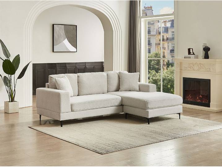 Ecksofa - Ecke wechselbar - Strukturstoff - Beige - JAMOLO