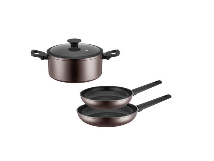 Mäser Pfannenset, Bronzefarben, Metall, 4-teilig, 5 l, rund, antihaftbeschichtet, Kochgeschirr, Pfannen, Pfannenset