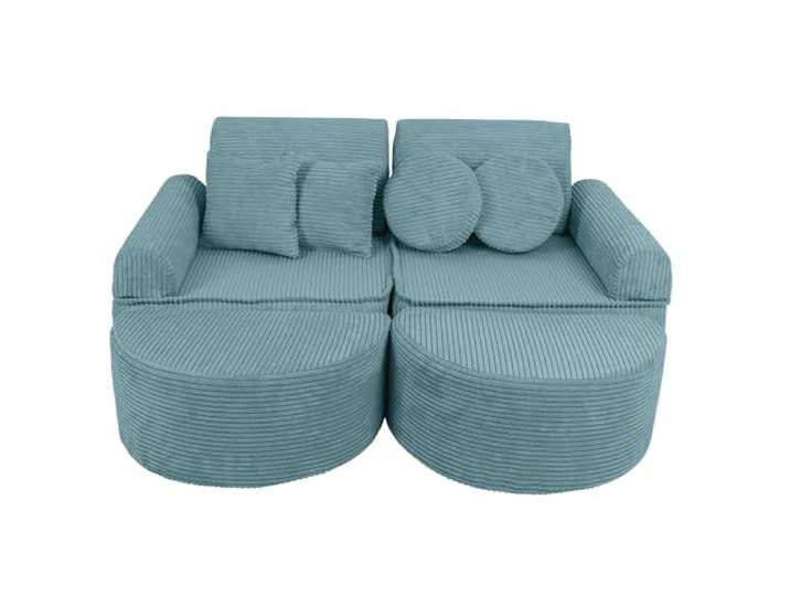 MEOWBABY Sofa für Kinderzimmer - Spielsofa für Kinder, Kindersofa, Cord, Türkis