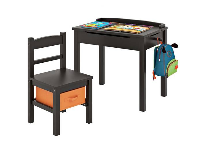 KINDERTISCH‑SET aus Massivholz braun(2-tlg)