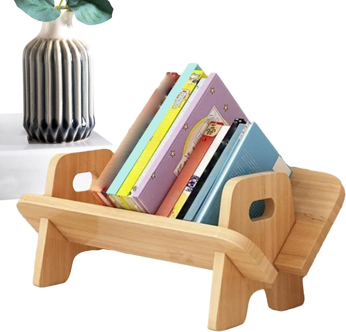 Houten bureau met geïntegreerde boekenkast voor een georganiseerde werkplek in je home office