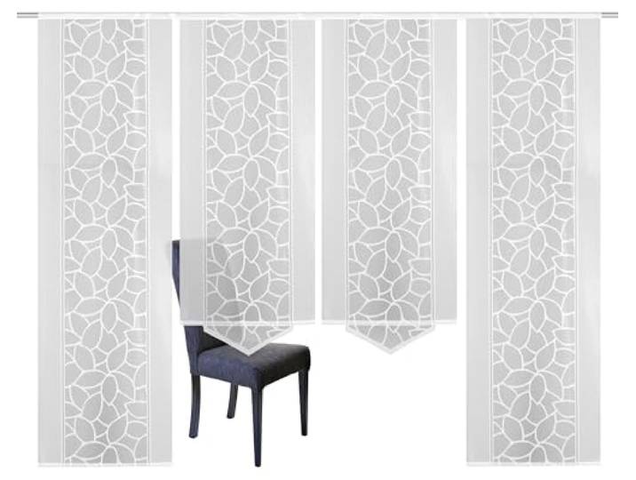 Home Fashion 94334-101 4er-Set SCHIEBEGARDINEN Jacquard, Farbe: weiß, Maße: 2x 245x57 cm und 2x 160x57 cm
