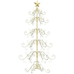 vidaXL Metall Weihnachtsbaum Gold 150cm Pulverbeschichteter Stahl
