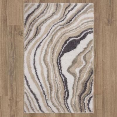 Mohawk Rug & Textiles Serpentine Rectangle Bath Rug Beige, 34 x 21, Beige