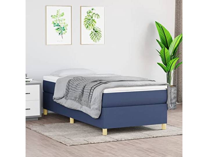 RJPLMFV Bettgestell, mit Latten, Blau, 80 x 200 cm, Stoff Robuste Füße, Latten aus Sperrholz, atmungsaktiv, Matratze nicht im Lieferumfang enthalten