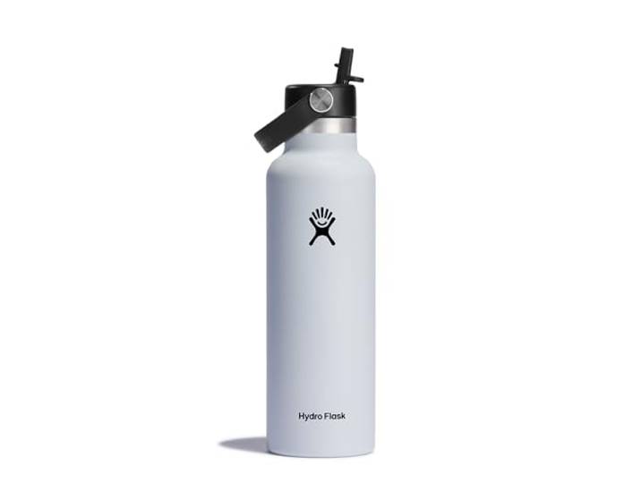 Hydro Flask – Standard Flex Straw Cap 621 ml (21 oz) Bottle Vacuum Insulated Stainless Steel Water Bottle with Flex Straw Cap - Standard Mouth - White
