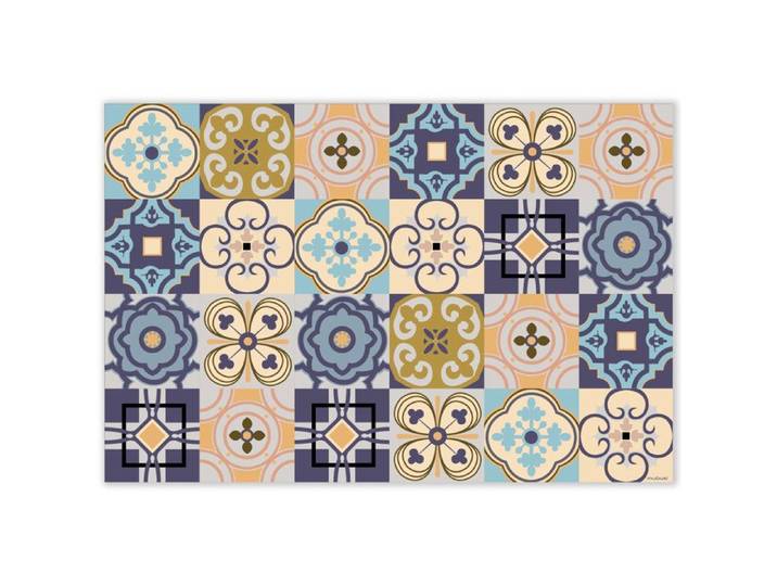 Mubusi Tapis Vinyle Berbère Bleu 120x180 cm - Tapis Chambre en Vinyle