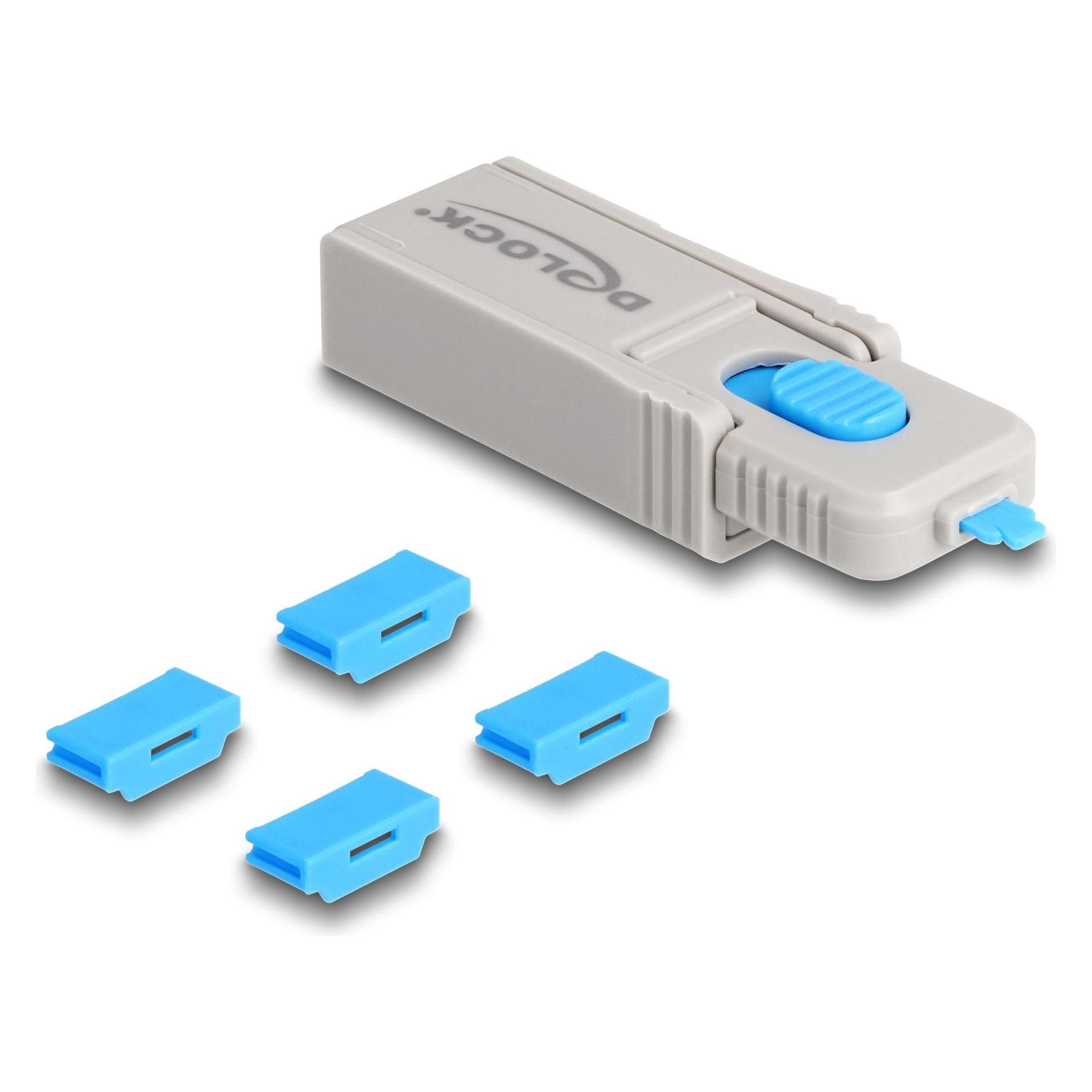 Delock HDMI Port Blocker Set für HDMI Buchsen 4 Stück + Verschlusswerkzeug (20924)