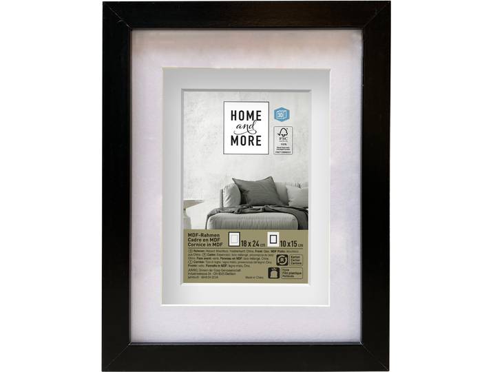 Home and More Bilderrahmen 3D PPT 18 x 24 cm Schwarz MDF